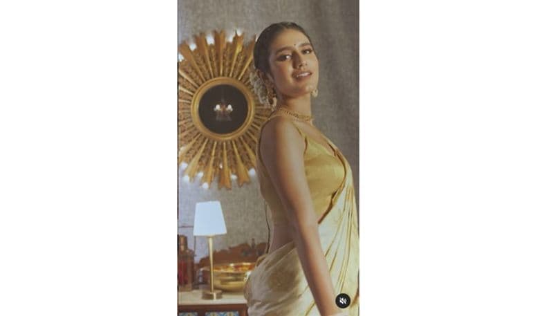 Onam Special5 looks of Priya Prakash Varrier in Pattu Pavadai and Kasavu saree RCB