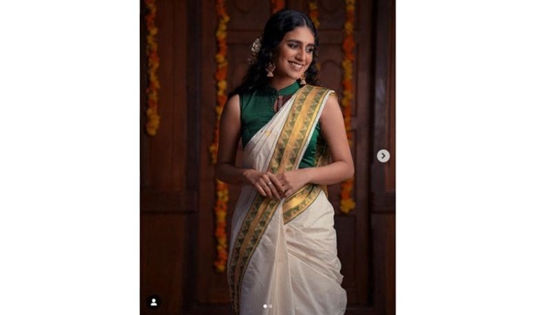 Onam Special5 looks of Priya Prakash Varrier in Pattu Pavadai and Kasavu saree RCB