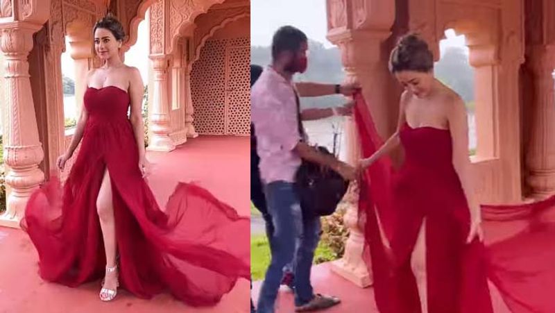 mithun chakraborty daughter in law madalsa sharma did a photoshoot in bold outfit but dress created her a problem