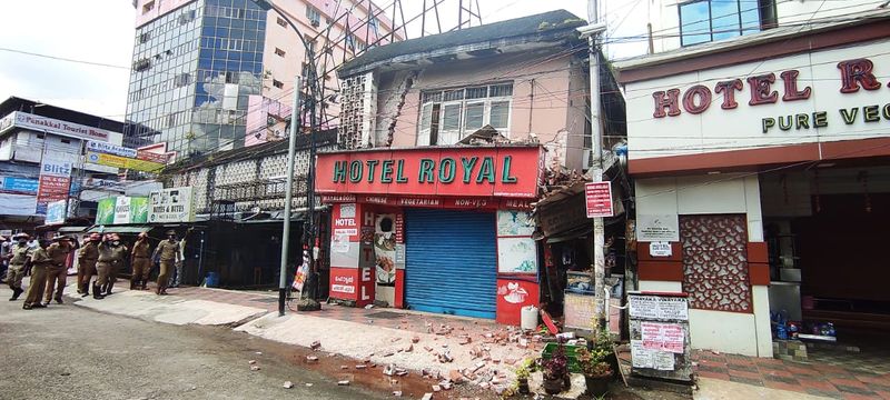 hotel building in front of the Ernakulam North railway station tilted people were evacuated