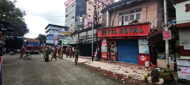 hotel building in front of the Ernakulam North railway station tilted people were evacuated