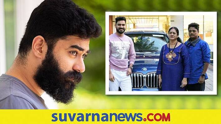 Actor Shine Shetty welcomes new BMW blue car vcs Actor Shine Shetty welcomes new BMW blue car vcs