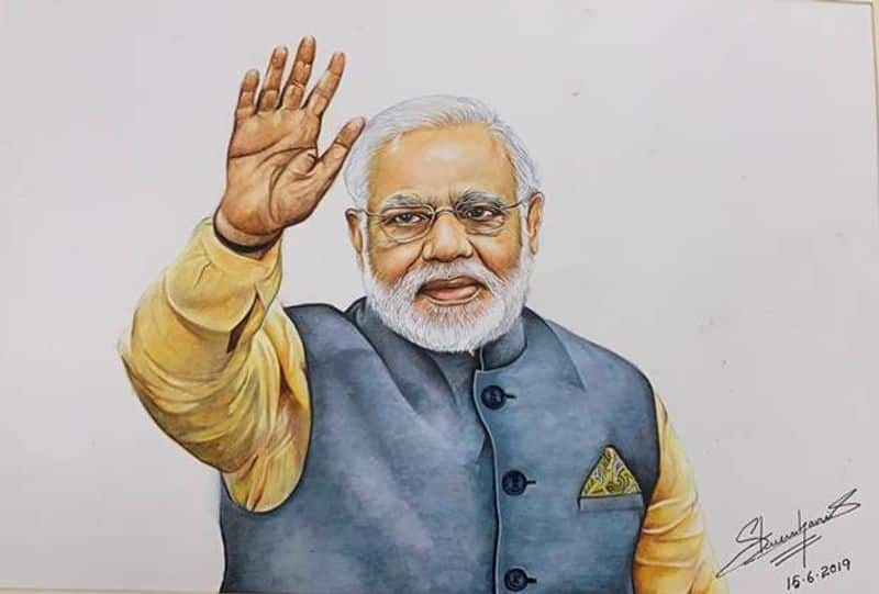 PM Modi praises Bengaluru young artist for his paintings and concern for public health ckm