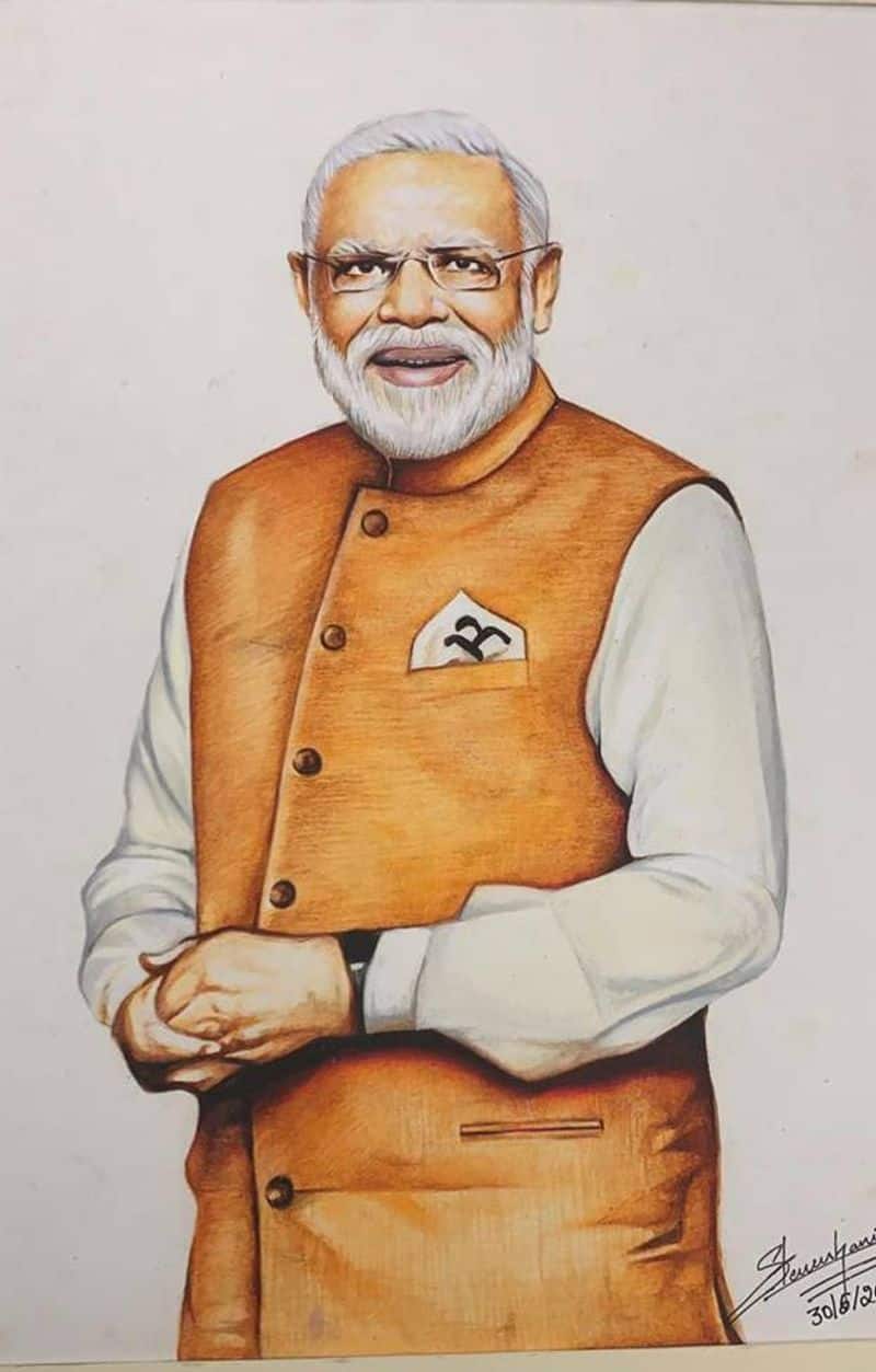 PM Modi praises Bengaluru young artist for his paintings and concern for public health ckm