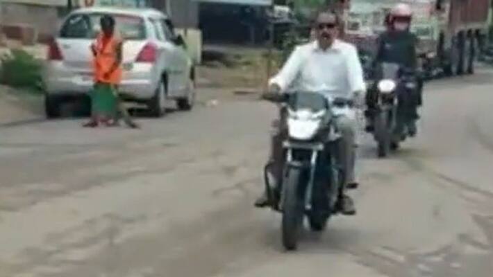 jagtial mla sanjay kumar bike riding jagtial mla sanjay kumar bike riding