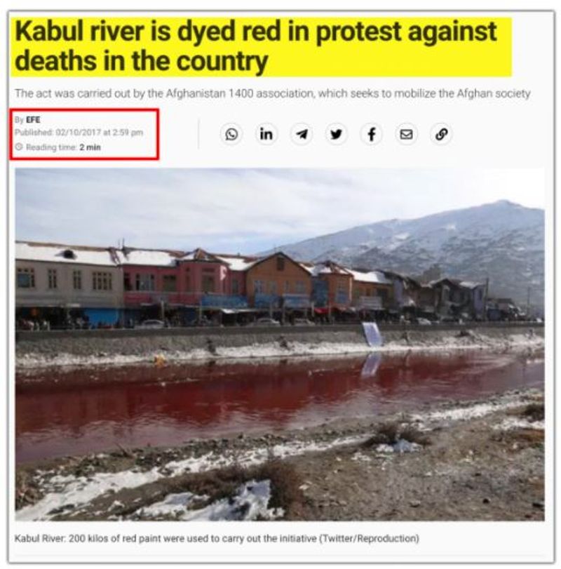 Fake photo of red river with blood in the name of Kabul blast goes viral