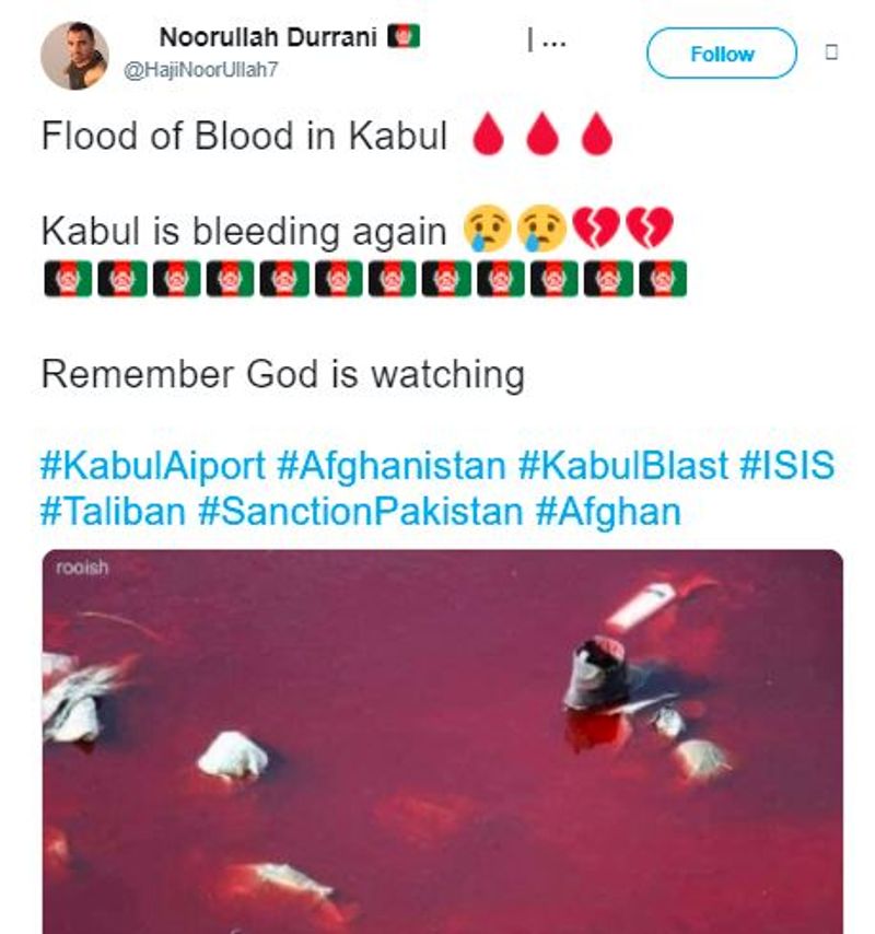 Fake photo of red river with blood in the name of Kabul blast goes viral