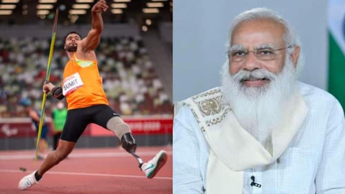 Paralympics PM Modi telephoned and congratulated javelin throw Gold medalist Sumit Antil ckm Paralympics PM Modi telephoned and congratulated javelin throw Gold medalist Sumit Antil ckm