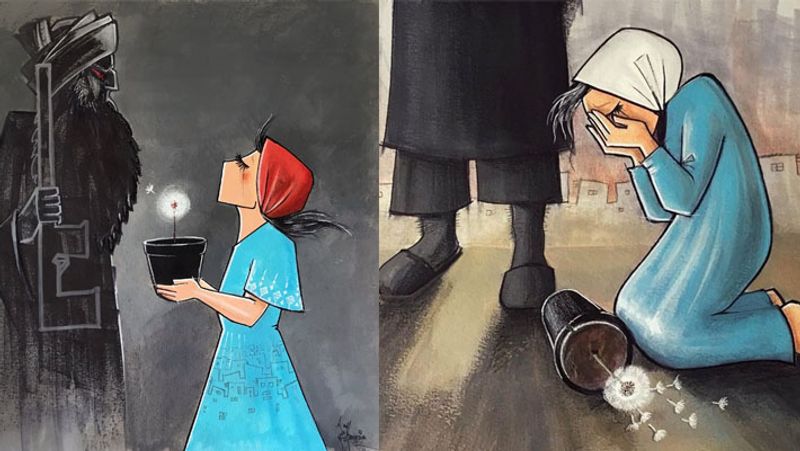 Emotional photos of Graffiti Artist Shamsia Hassani related to women, children and human rights in Afghanistan