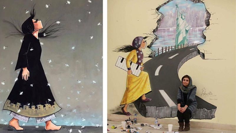 Emotional photos of Graffiti Artist Shamsia Hassani related to women, children and human rights in Afghanistan