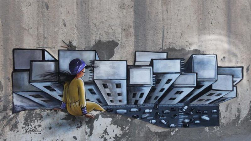 Emotional photos of Graffiti Artist Shamsia Hassani related to women, children and human rights in Afghanistan