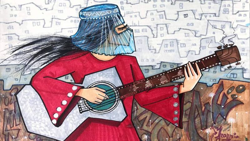 Emotional photos of Graffiti Artist Shamsia Hassani related to women, children and human rights in Afghanistan