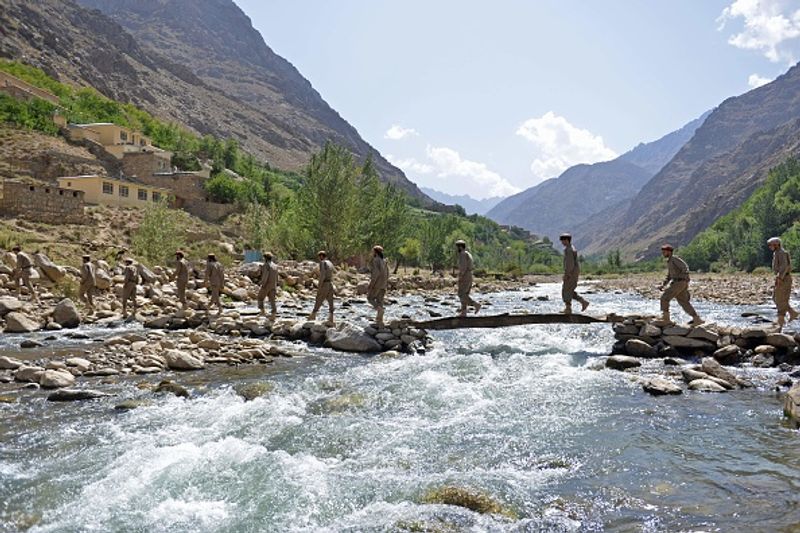 northern alliance forces train in the Afghan mountains agianst taliban