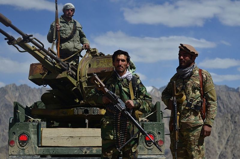 northern alliance forces train in the Afghan mountains agianst taliban