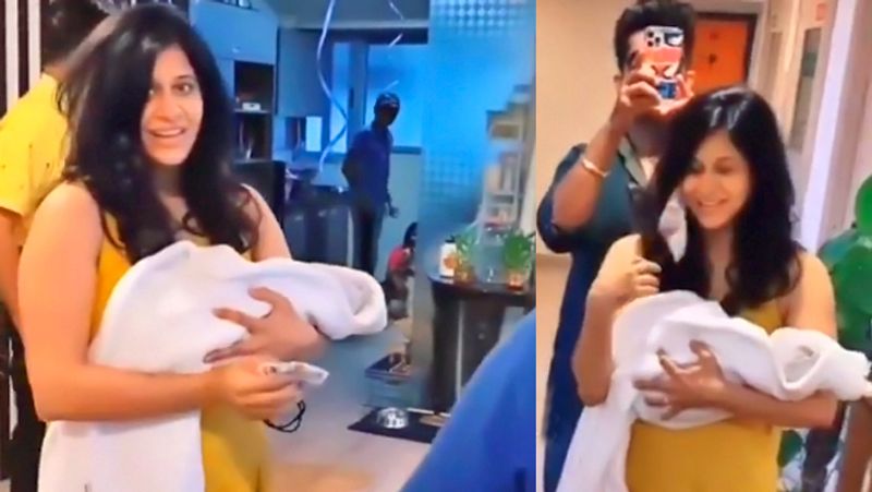 Kishwer Merchant welcome home with new born baby
