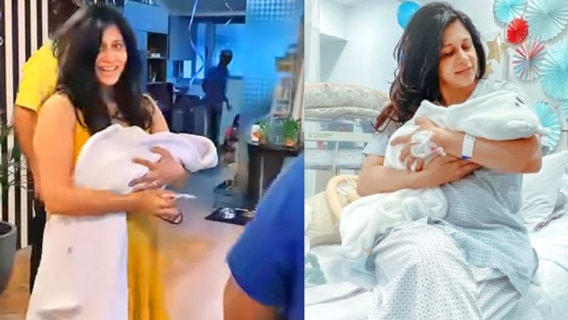Kishwer Merchant welcome home with new born baby