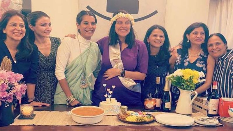 Pregnant Neha Dhupia gets surprise baby shower from husband Angad Bedi