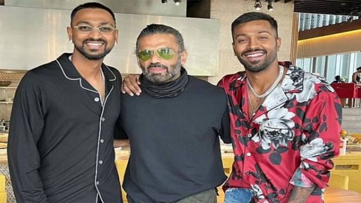 Hardik and Krunal Pandya Share a picture with Suniel Shetty, fans troll KL Rahul Hardik and Krunal Pandya Share a picture with Suniel Shetty, fans troll KL Rahul