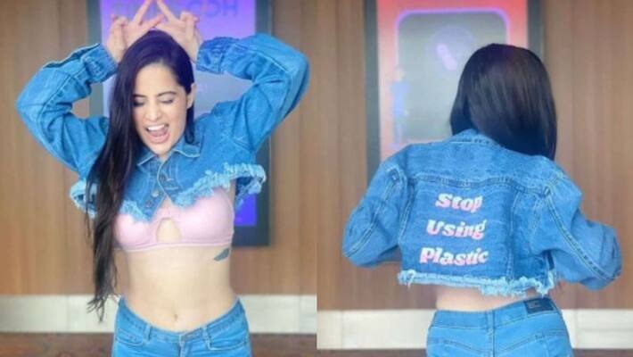 Urfi Javed in ripped denim jacket Urfi Javed in ripped denim jacket