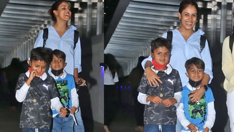 Genelia DSouza spotted with her son, actress seen teaching him a lesson for not listening to her