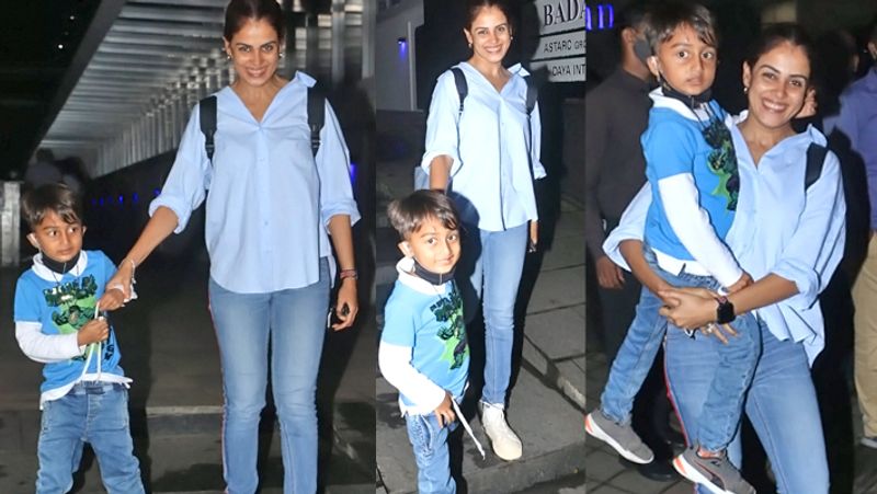 Genelia DSouza spotted with her son, actress seen teaching him a lesson for not listening to her