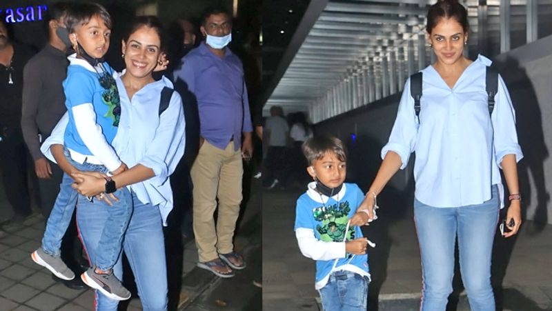 Genelia DSouza spotted with her son, actress seen teaching him a lesson for not listening to her
