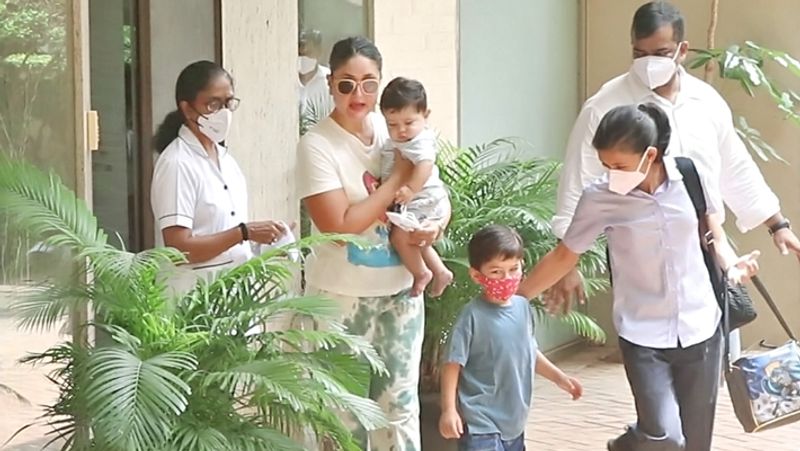 Kareena Kapoor spotted with her sons, Jeh Ali khan is amazed with elder brother Taimur ALi Khan