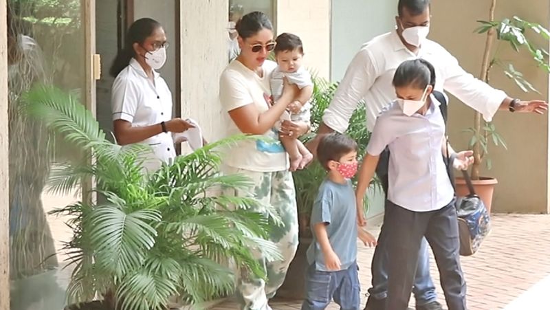 Kareena Kapoor spotted with her sons, Jeh Ali khan is amazed with elder brother Taimur ALi Khan