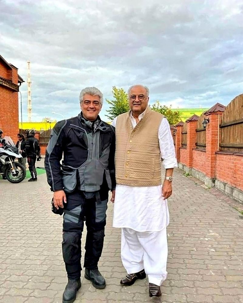 Valimai producer Boney Kapoor meets Ajith in Russia