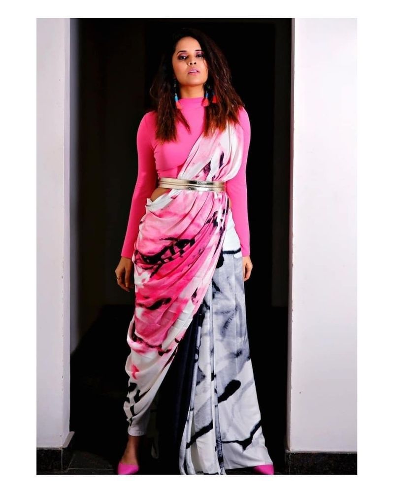 anchor anasuya shares sizzling collection of her saree wear she look damn glamorous