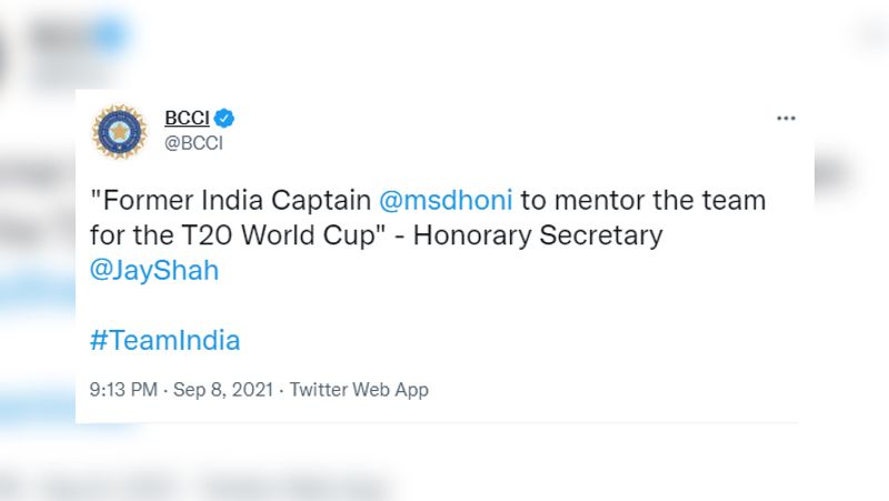 T20 World Cup 2021: Twitter Reacts After MS Dhoni Return in Team India As Mentor