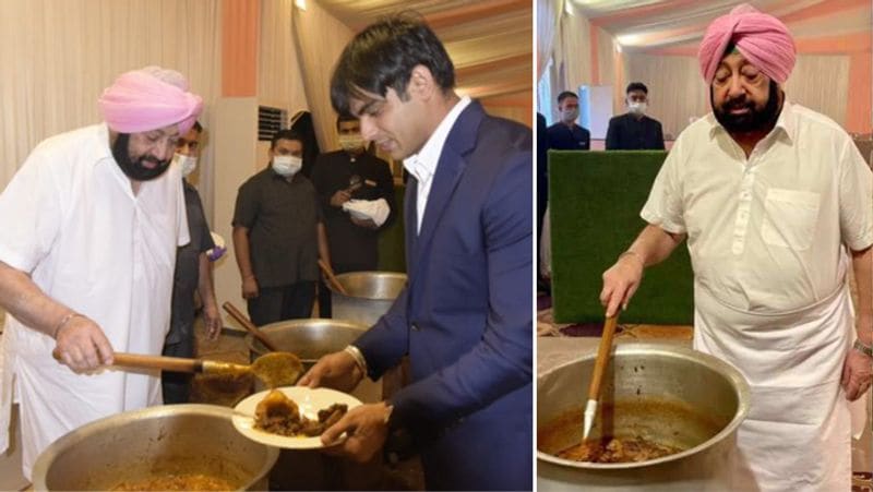 punjab cm amarinder singh hosted and cooking dinner for olympics medal winners players