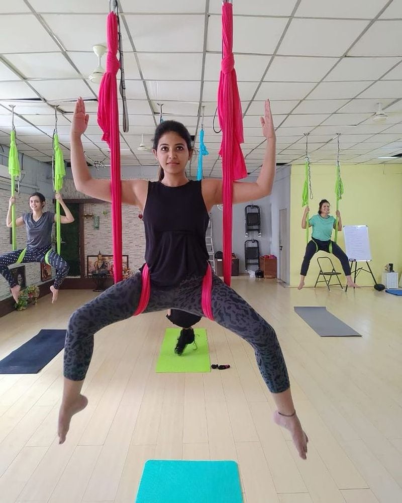 Is this the secret of Anjali slim fit? exciting yoga poses