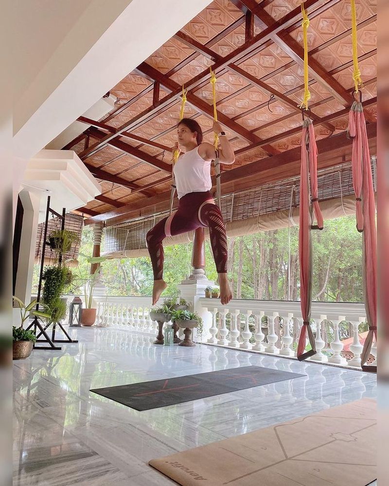 Is this the secret of Anjali slim fit? exciting yoga poses