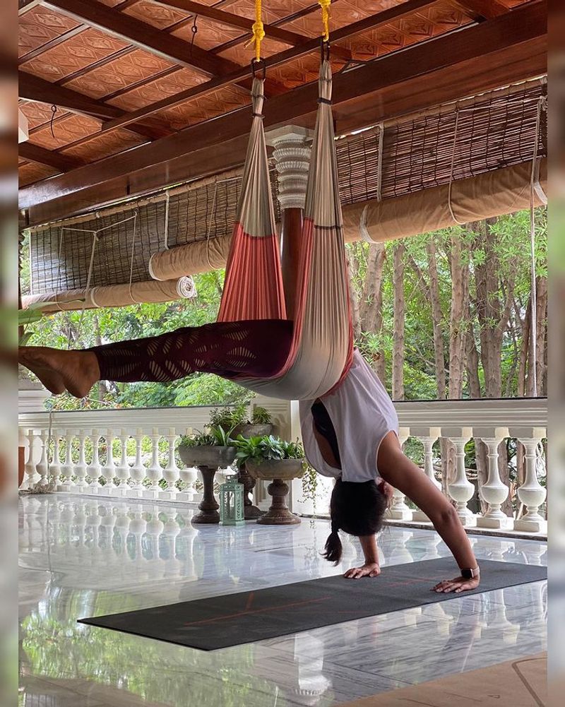 Is this the secret of Anjali slim fit? exciting yoga poses