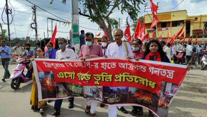 Surjya Kanta Mishra held rally in purulia on protest of the attack in Tripura bmm Surjya Kanta Mishra held rally in purulia on protest of the attack in Tripura bmm