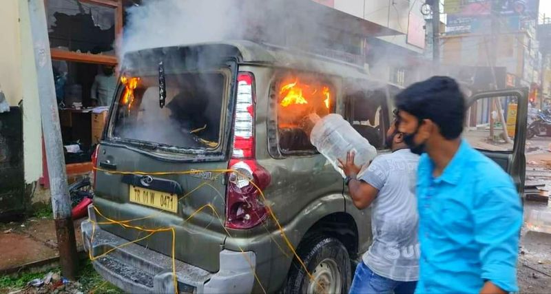 attackers set fire to five media houses and two CPM offices in Tripura