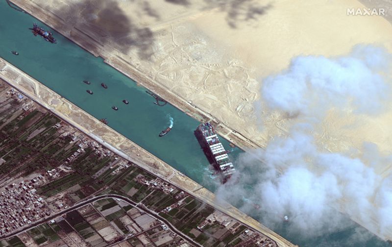 cargo ship blocked Suez Canal again
