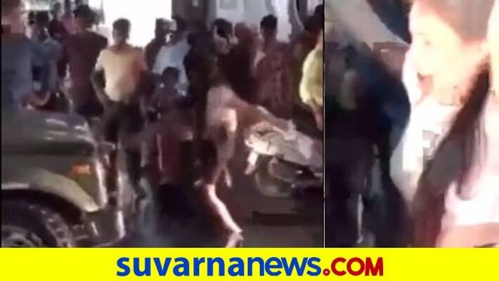 Drunk Delhi girl caught on cam kicking Army jeep pushing jawan in MP s Gwalior mah Drunk Delhi girl caught on cam kicking Army jeep pushing jawan in MP s Gwalior mah