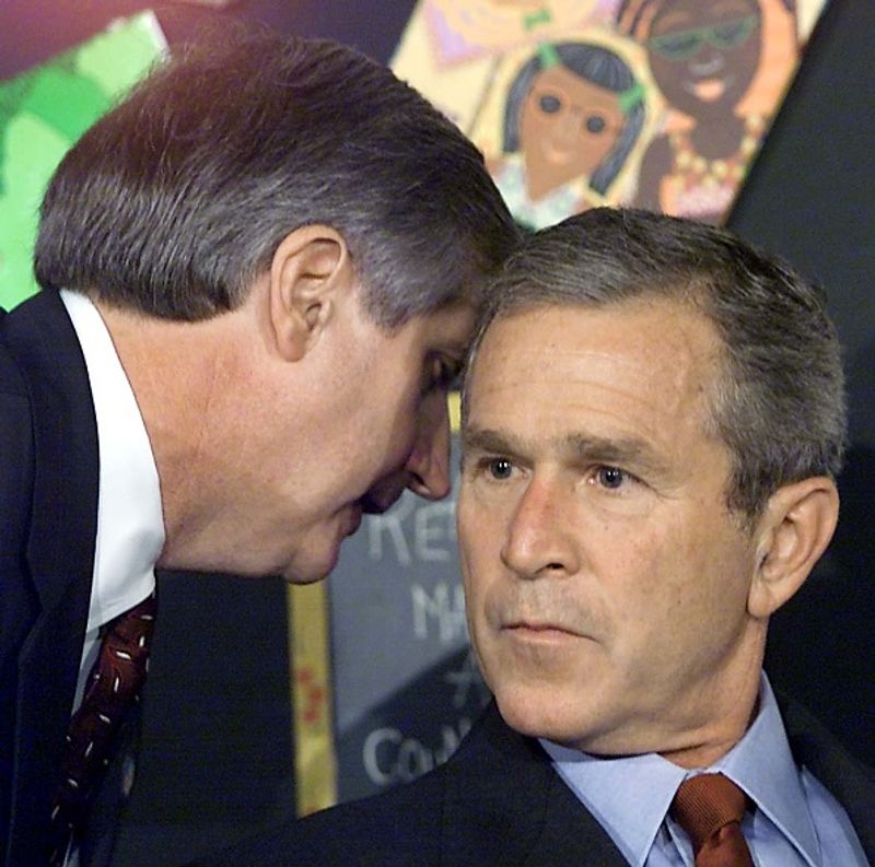 9 11 america terrorist attack news was given by Andrew Card to George W Bush