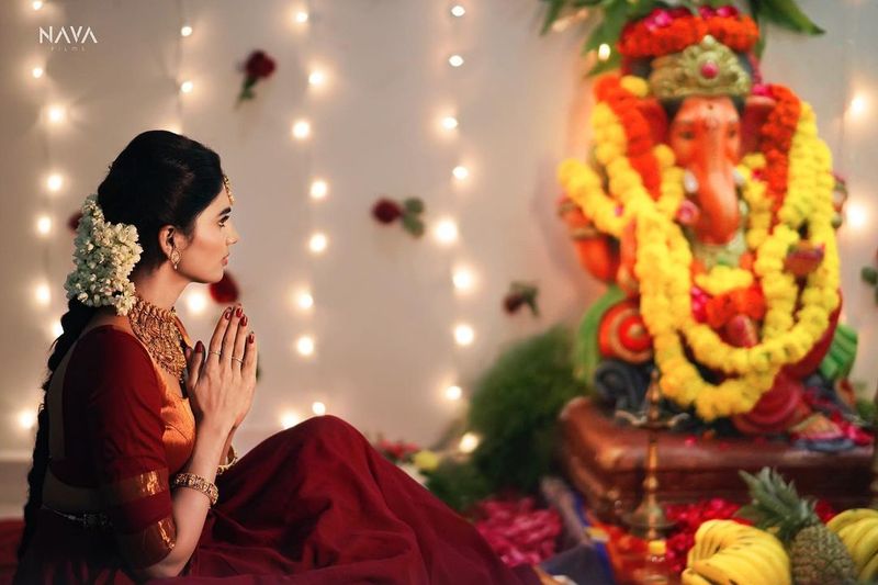 hot beauty jabardasth varsha turned traditional her ganesh chaturthi pics blows your mind