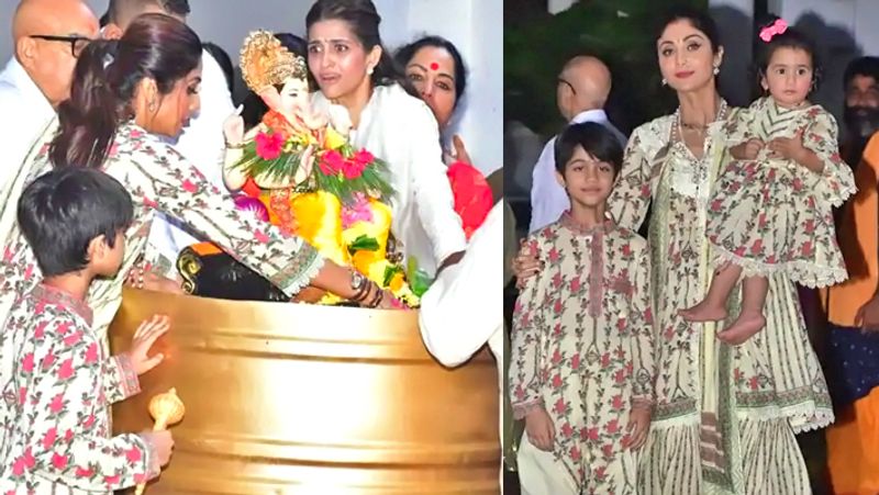 Shilpa Shettty and Arpita Sharma Ganpati Bappa Visarjan Photos