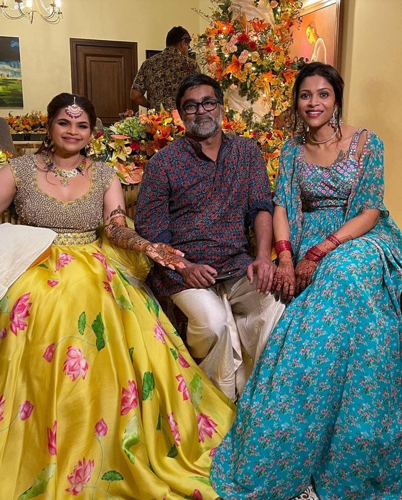 vidyulekha raman colorful mehandi function photos