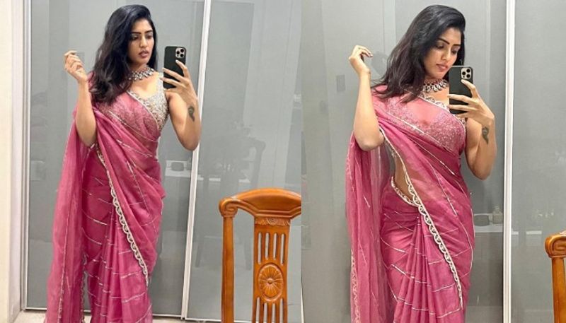 eesha rebba looks stunning in hot saree with selfie photos