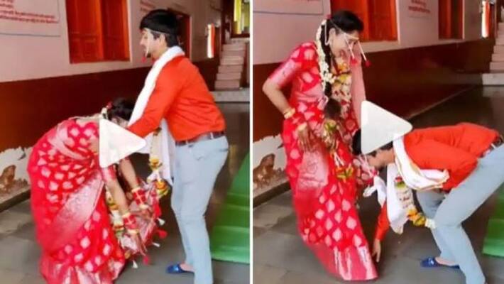 viral video groom and bride touch each others feet viral video groom and bride touch each others feet