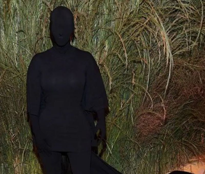 Kim Kardashian wore black outfit covering face to toe