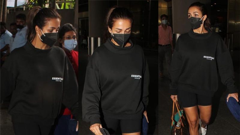 malaika arora spotted in short dress and without makeup at airport