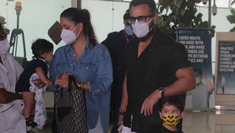 Kareena kapoor spotted with husband Saif Ali khan, son Jeh was keen to come to actress