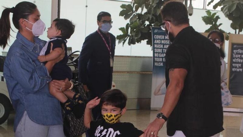 Kareena kapoor spotted with husband Saif Ali khan, son Jeh was keen to come to actress