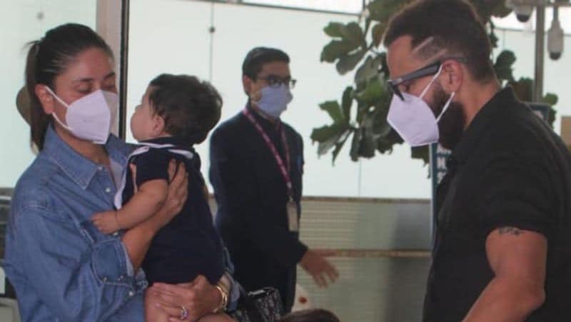Kareena kapoor spotted with husband Saif Ali khan, son Jeh was keen to come to actress